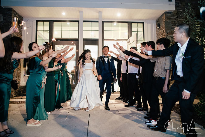 Bride and Groom Sparkler Send-Off Outside Bedford Event Center in Bedford, NH