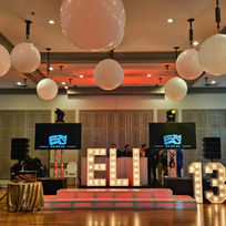 Bar Mitzvah or Sweet 13 Celebration Setup with LED Decor